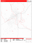 San Angelo Wall Map Red Line Style